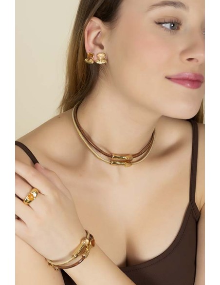 Collier Serena Or beige